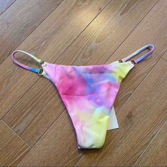 NWT-PLUMERIA Tie Dye/Unicorn “Ariel” High Cut Leg Light Padding Top Bikini - Picture 9 of 13